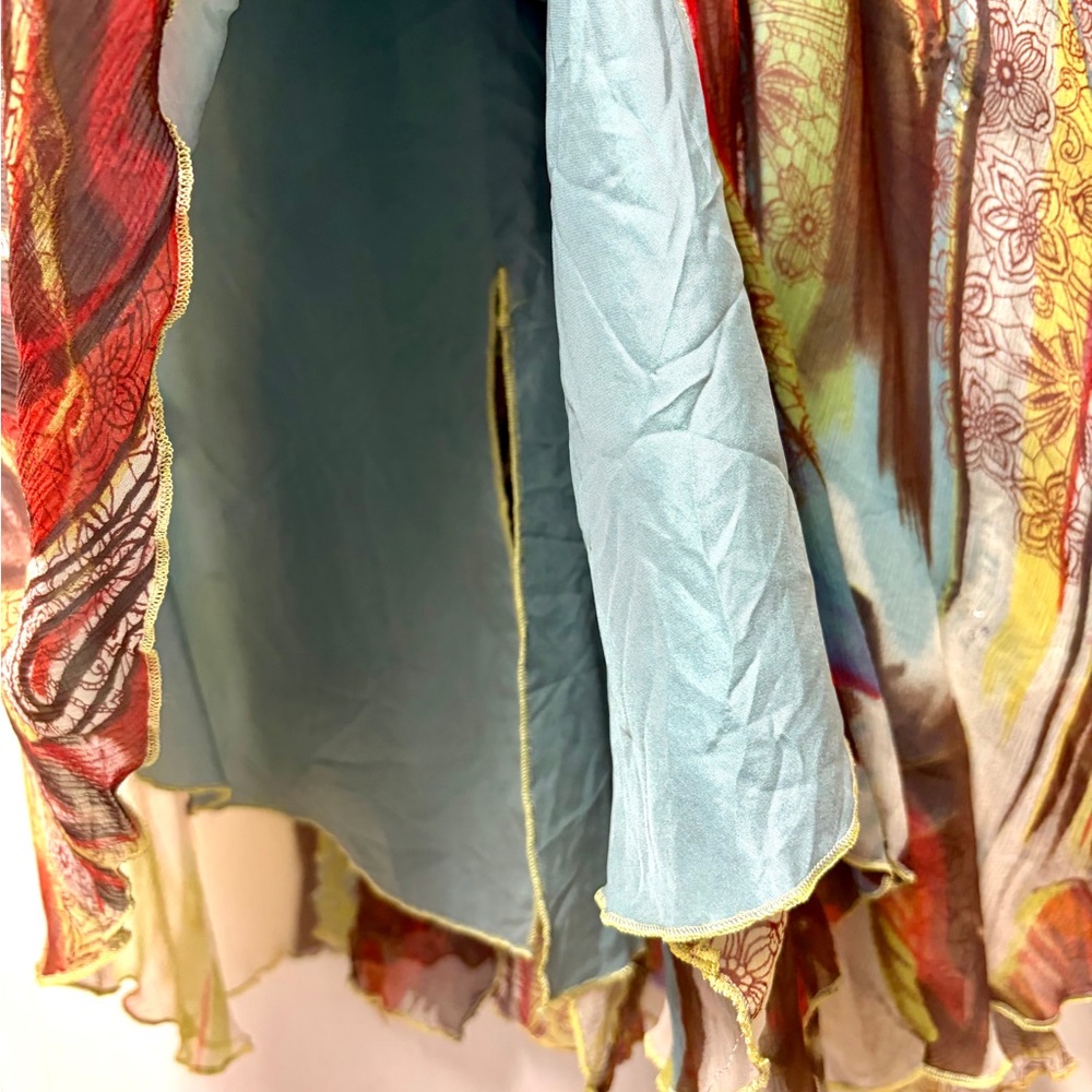 Rangoon 100%Silk Layered Skirt, One of a Kind Abstract Art Creation Da-Nang - Picture 15 of 17